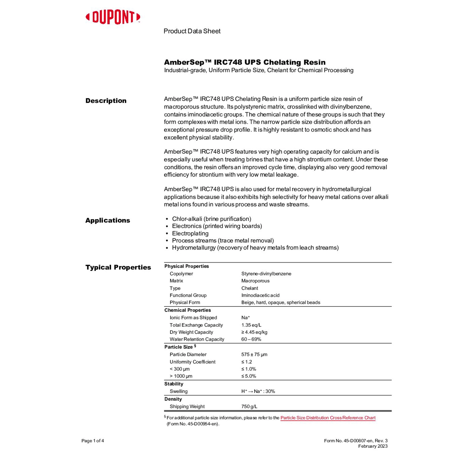AMBERLITE IRC748 UPS - 1000L SUPERSACK