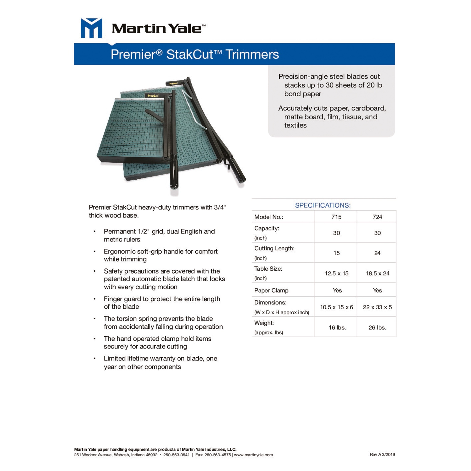 Martin Yale - StakCut™ Heavy Duty Trimmers Model 724