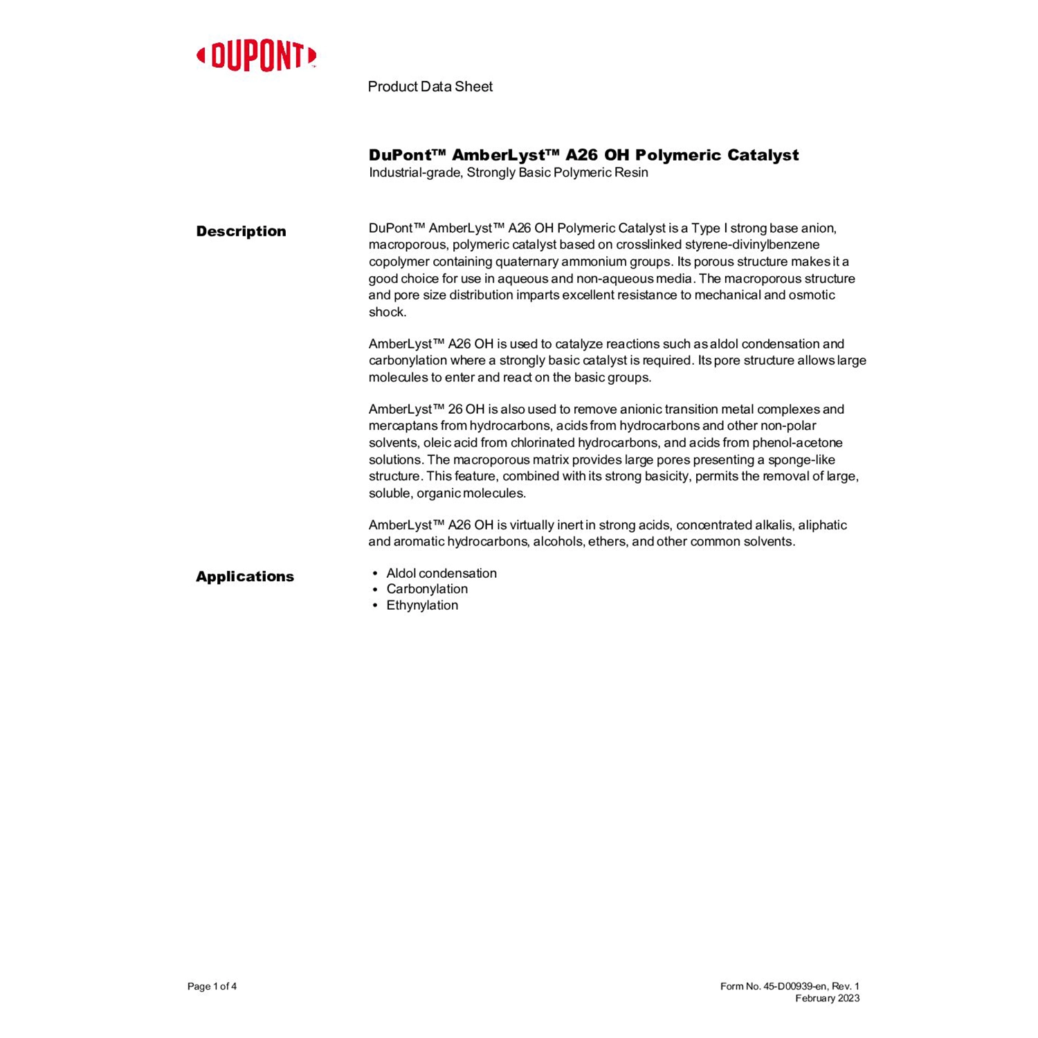 AMBERLITE A26 OH WET - 200L DRUM